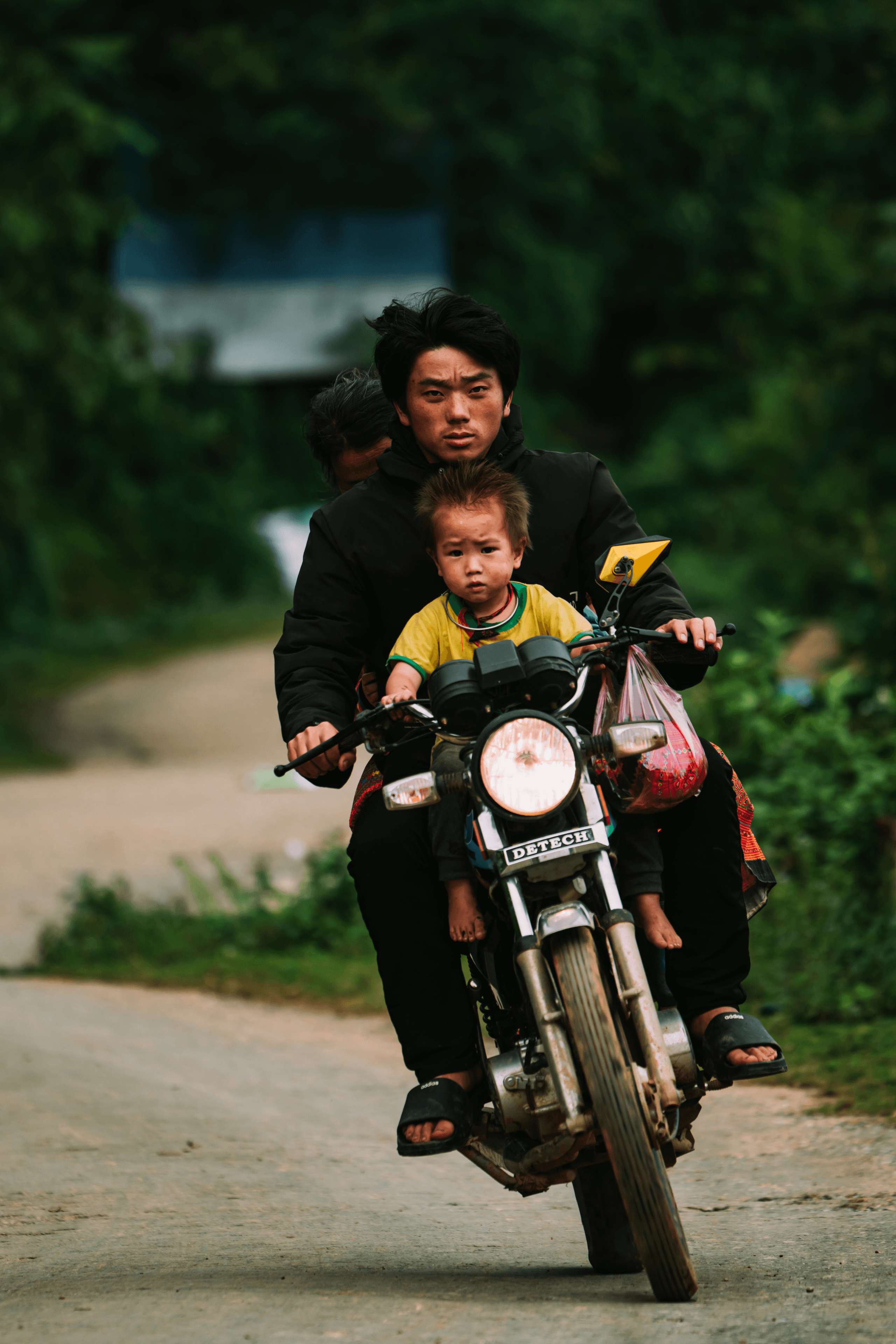 Traveler exploring Vietnam by motorbike